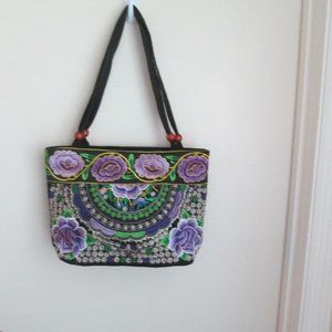 Cotton Canvas Embroidered Handbag from Mexico
